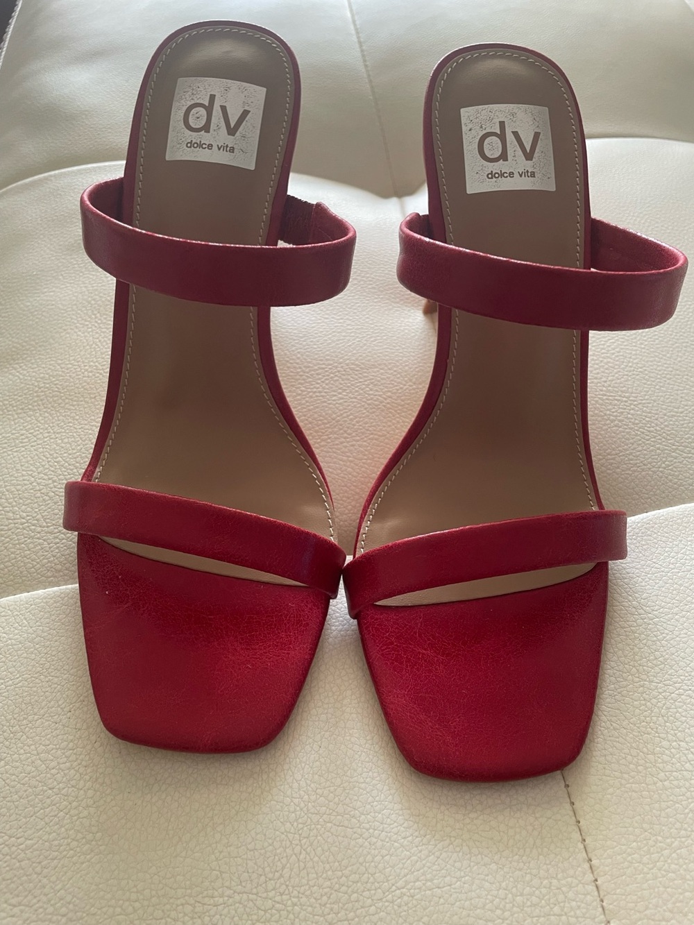 Dolce Vita Cherry Red Double-Strap Block Heel Sandals
